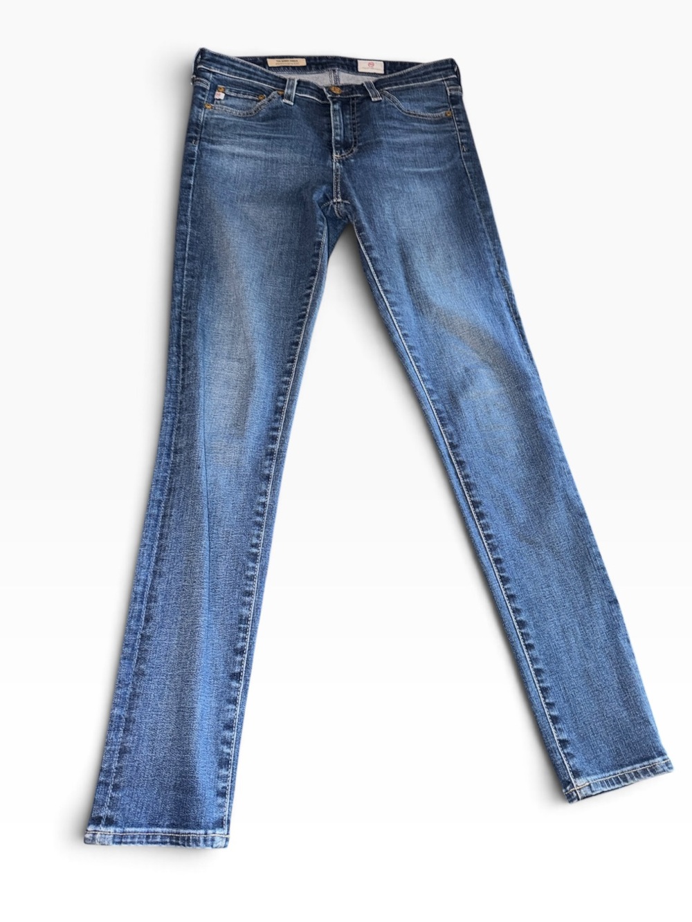 Ag Adriano Goldschmied the Midi Ankle Mid Rise Skinny Jeans in Faded Blue